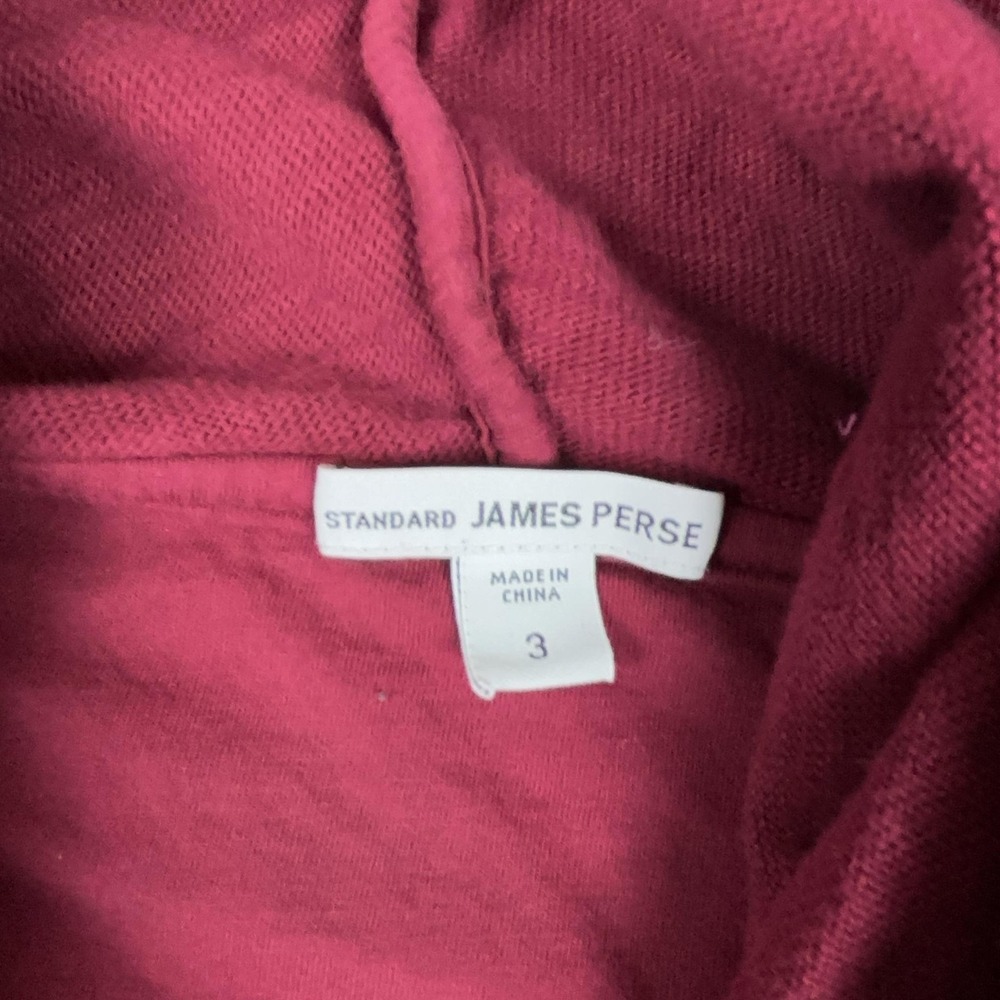 James Perse Hoodie Womens 3 Red Pullover Terry Hooded Pockets Slim Raglan Sleeve - Picture 5 of 8